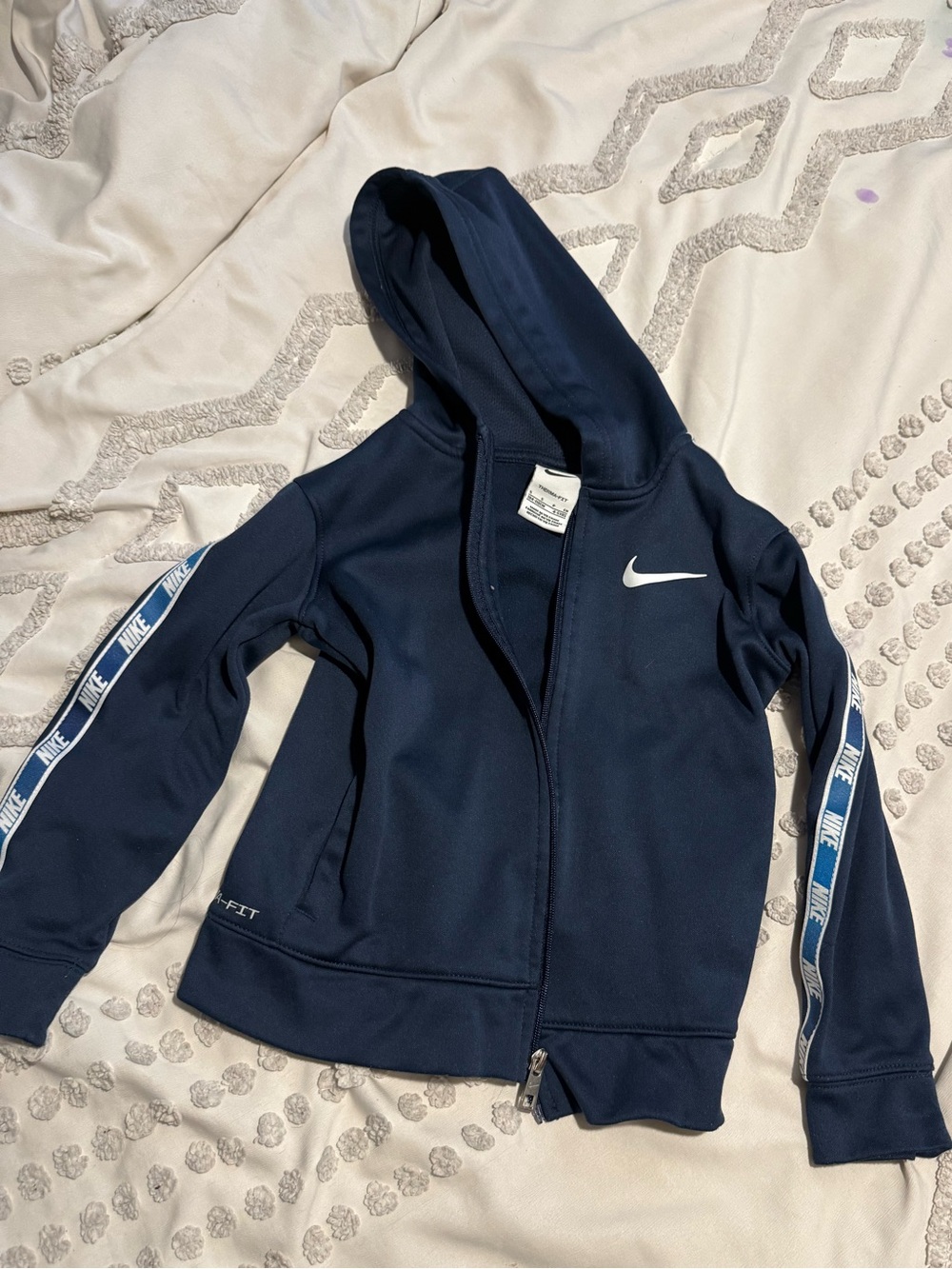 Nike Kids Navy Blue Full-Zip Hooded Track Jacket